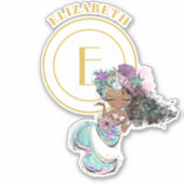 リトルブラックマーメイドブルーはかりで測モノグラム シール (正面)