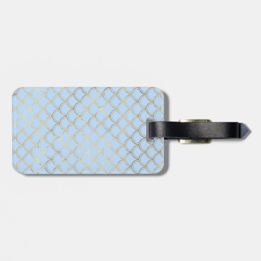 リトルブラックマーメイドブルーモノグラムはかりで測ガールズ ラゲッジタグ (裏面横)