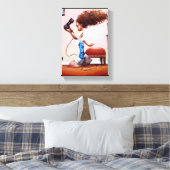 リトルブラック吹ガールが髪を乾かす キャンバスプリント (インサイチュ (寝室))