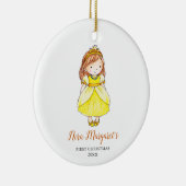 リトルブルネットガールベビー初めてのクリスマスプリンセス セラミックオーナメント (右)