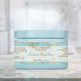 リトルブルーと金ゴールドダマスク石鹸と化粧品ラベル ラベル