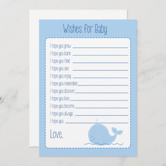リトルブルーのクジラがベビーカードを願う アドバイスカード (正面/裏面)