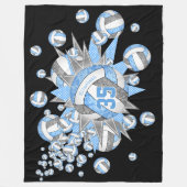 リトルブルーのグレースポーツスター女子バレーボール室 フリースブランケット (正面)