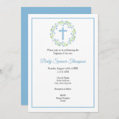 リトルブルーウォーター色の花々リース&クロス 招待状 (正面/裏面)