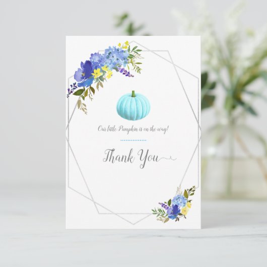 リトルブルーカボチャ赤ちゃんシャワーありがとう サンキューカード (スタンド正面)