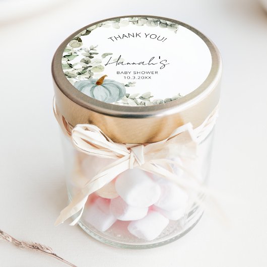 リトルブルーカボチャ赤ちゃんシャワーありがとう ラウンドシール