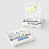 リトルブルーカー&ツリークリスマスカスタム ストーンコースター (横)