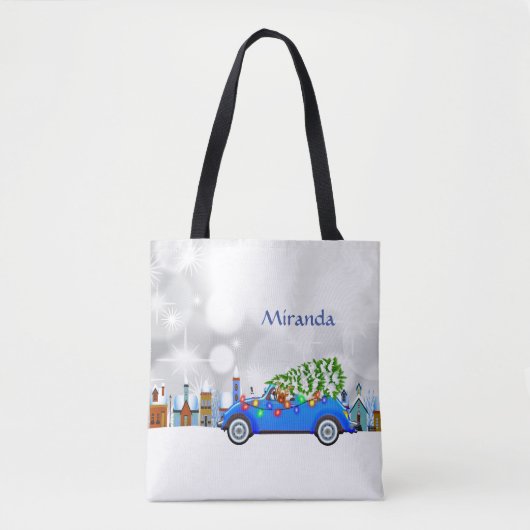 リトルブルーカー&ツリークリスマスカスタム トートバッグ (正面)