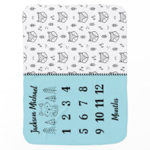 リトルブルーキツネマイルストーンベビーブランケット