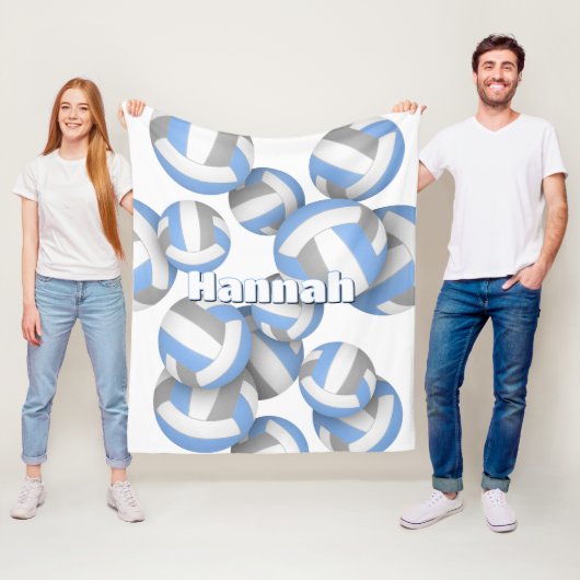 リトルブルーグレーバレーボールガールズスポーツルームデカール フリースブランケット (インサイチュ)