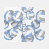 リトルブルーグレーバレーボールガールズスポーツルームデカール フリースブランケット (正面(横))