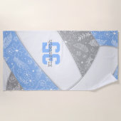 リトルブルーグレーボーホーフローラドードバレーボール ビーチタオル (正面)