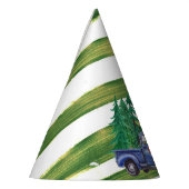 リトルブルートラックインスパイア誕生日 – グリーンストライプ パーティーハット (左)