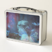 リトルブルーバタフライフェアリーファンタジーアートワーク メタルランチボックス (裏面)