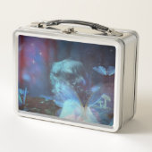 リトルブルーバタフライフェアリーファンタジーアートワーク メタルランチボックス (正面)