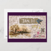 リトルブルーバードが新年をツイート シーズンポストカード (正面/裏面)