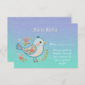 リトルブルーバードフローラ赤ちゃんシャワー エンクロージャーカード (正面/裏面)