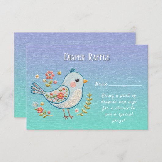 リトルブルーバードフローラ赤ちゃんシャワー エンクロージャーカード (正面/裏面)