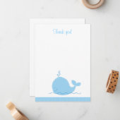 リトルブルーホエールフラットサンキューノート ノートカード (正面/裏面インサイチュ)