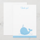 リトルブルーホエールフラットサンキューノート ノートカード (正面/裏面)