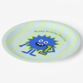 リトルブルーモンスターボーイかわいい1歳の誕生日紙 ペーパープレート (アングル)