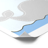 リトルブルー鯨とヨットのアートプリント ポスター (角)