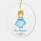 リトルブロンドプリンセスパーソナライズされたシンプルガール セラミックオーナメント (左)