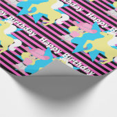 リトルブロンド女性のカーボーイウィズホースハッピーバースデー ラッピングペーパー (角)