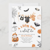 リトルブーくんがもうすぐ生まれるよ！男の子の洗濯物ラインのベビーシャワー 招待状 (正面)