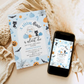 リトルブーくんがもうすぐ生まれる！青い服の男の子の赤ちゃん歓迎会 招待状