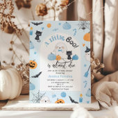 リトルブーくんがもうすぐ生まれる！青い服の男の子の赤ちゃん歓迎会 招待状