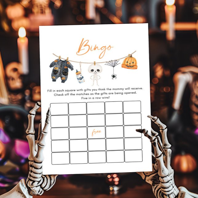 リトルブーのハロウィンランドリーラインビンゴゲーム (Ghost Clothesline Baby Shower Bingo Game)