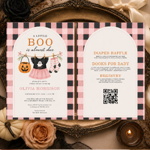 リトルブーガールハロウィンQRコードベビーシャワー 招待状