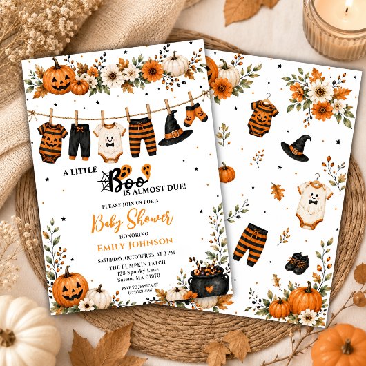 リトルブーハロウィンベビーシャワーの物干しロープ 招待状