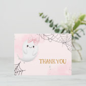 リトルブーハロウィーン幽霊ガールベイビーシャワー サンキューカード (スタンド正面)