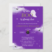 リトルブーハロウィーン幽霊紫ベビーシャワー 招待状 (正面)