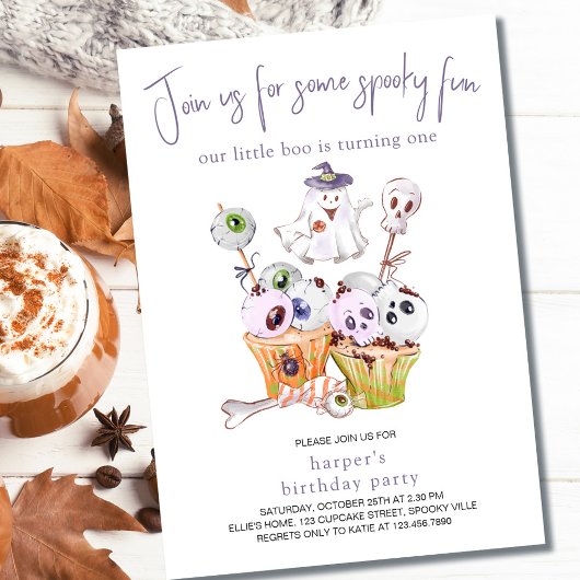 リトルブーハローウィンパーティフード1st誕生日 招待状