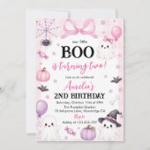 リトルブーピンクハロウィン2歳の誕生日パーティー 招待状 (正面)