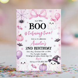 リトルブーピンクハロウィン2歳の誕生日パーティー 招待状