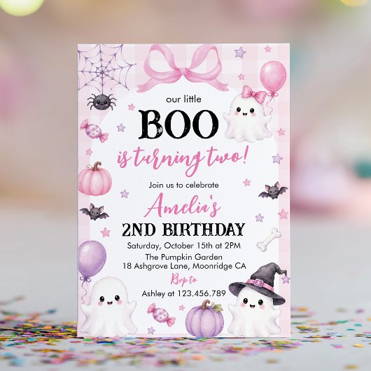 リトルブーピンクハロウィン2歳の誕生日パーティー 招待状