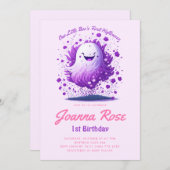 リトルブーファーストハロウィーンベビー誕生日 招待状 (正面/裏面)