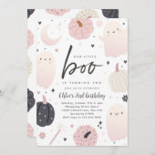 リトルブーブーホ Halloween ゴースト 2歳の誕生日パーティー 招待状 (正面/裏面)