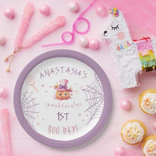リトルブーマディハロウィーンベビーガール誕生日 ペーパープレート (パーティー)