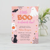 リトルブー幽霊ガールハロウィーンベイビーシャワー 招待状 (スタンド正面)