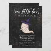 リトルブー幽霊ガールハロウィーン誕生日パーティー 招待状 (正面/裏面)