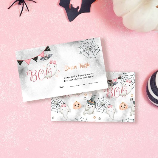 リトルブー幽霊ガールベビーシャワーおむつラッフル エンクロージャーカード