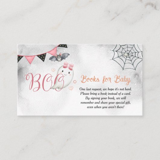 リトルブー幽霊ガールベビーシャワーブズベビー エンクロージャーカード (正面)