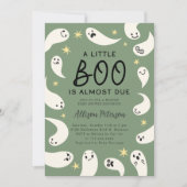 リトルブー幽霊スターズグリーンベビーシャワー 招待状 (正面)