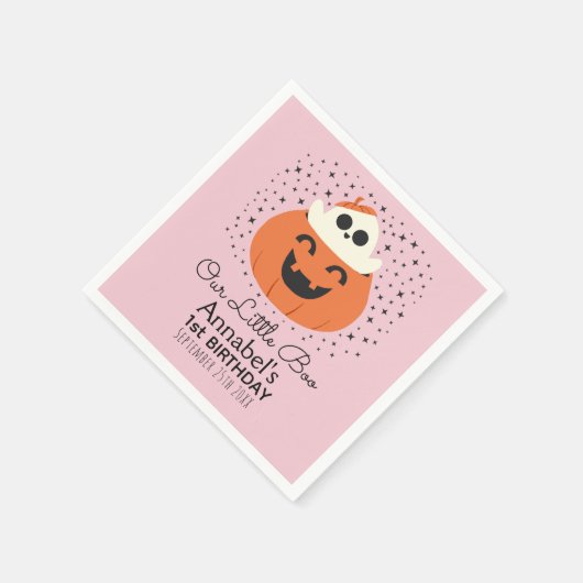 リトルブー幽霊ハロウィンガールズ誕生日 スタンダードカクテルナプキン (角)