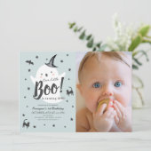 リトルブー幽霊ハロウィンブルー1stバースデーフォト 招待状 (スタンド正面)